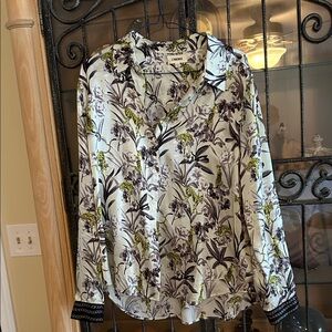 Zara Black and Yellow Floral Blouse- app % Silk